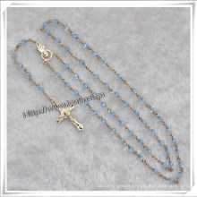 6mm Faceted Plastic Beads Rosary Light Blue Golden Color (IO-cr320)